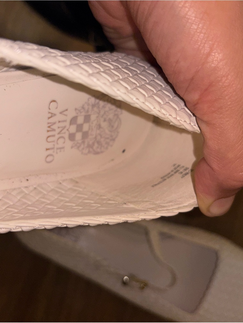 Vince Camuto Cream Woven Mary Jane Flats with Gold Buckle - Picture 4 of 5